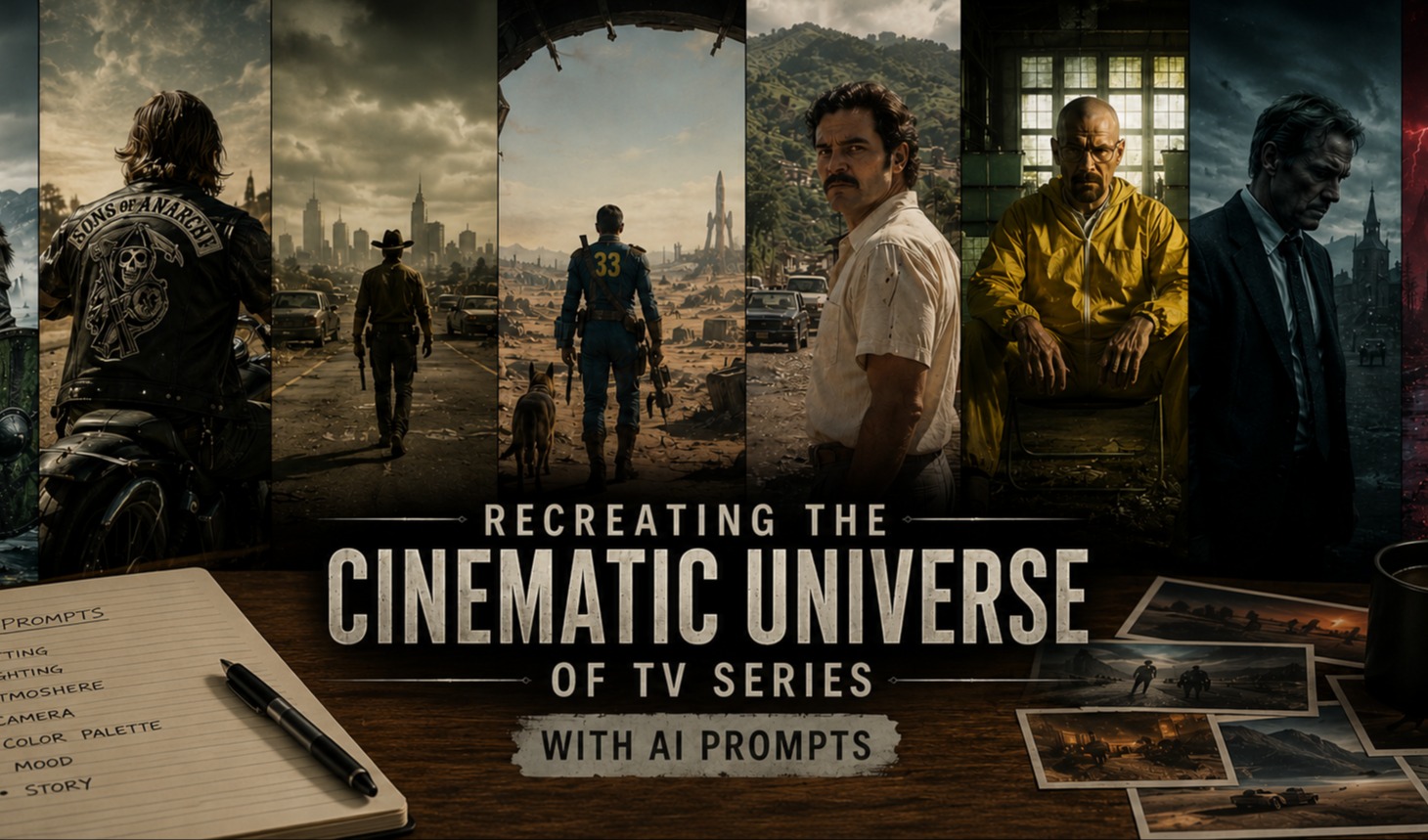 Recreating the Cinematic Universe of TV Series with AI Prompts